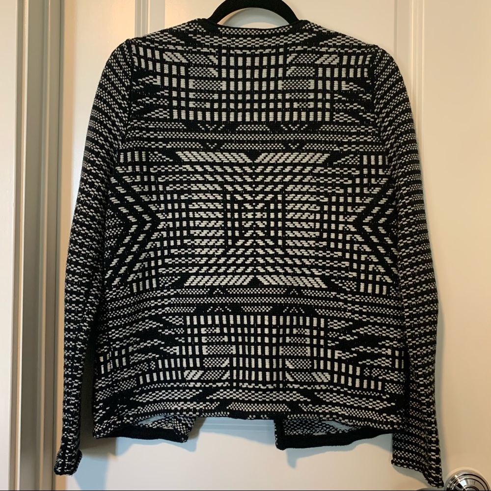 H&M Woven Sweater B&W Blazer Jacket 100% Cotton - Picture 2 of 10